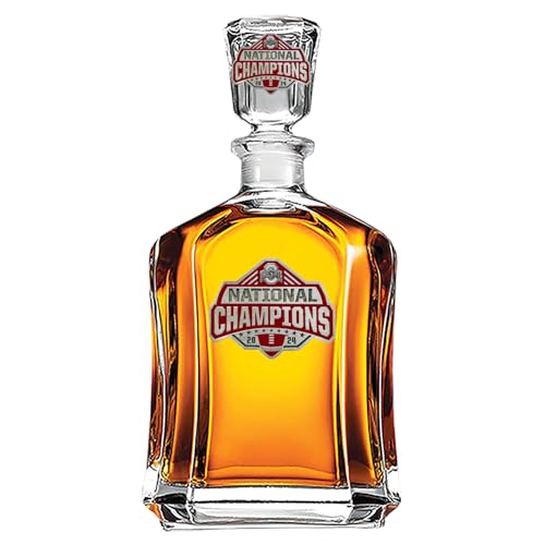 Ohio State Buckeyes National Championship 24-25 Football Capitol Decanter | 24 OZ Whiskey Decanter for Liquor with Airtight Stopper | Expertly Crafted Pewter Glass