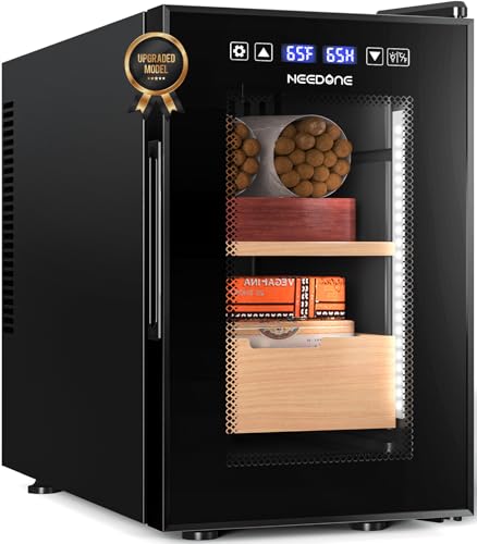 NEEDONE 16L Pro 1S Electric Cigar Humidor, Smart Humidity & Temp Quiet Control, Holds 100 Counts, Thermostatic Cabinet w/Spanish Cedar Wood Shelves & Drawer, Digital Hygrometer, Gifts for Men