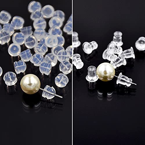 Silicone Earring Backs, Clear Earring Backings With Box, Earring Safety Back Pads Backstops Stopper, 6 Different Shapes Soft Earring Backs Replacements (600Pcs/300Pairs) #TOP3