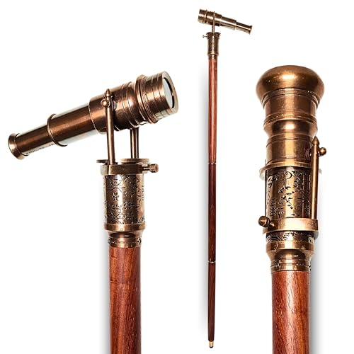 LA Villa DECORE Bastón telescópico de latón antiguo para coleccionistas, bastón steampunk de palisandro estilo victoriano, 38 pulgadas, grande, marrón LA Villa DECORE Bastón telescópico de latón antiguo para coleccionistas, bastón steampunk de palisandro estilo victoriano, 38 pulgadas, grande, marrón