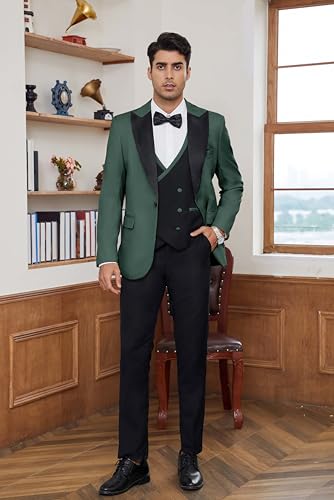 Mens Tuxedo Suit 3 Piece Slim Fit Double Breasted Suit Men Wedding Formal Prom Tuxedo Business Dinner Party2