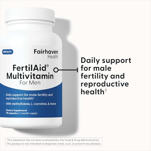 Image of Fairhaven Health FertilAid for Men Fertility Supplements for Men Two Month Supply | Count, Motility Support Pre-Conception for Him | Male Fertility Support Includes L-carnitine, Zinc | 2 Bottles