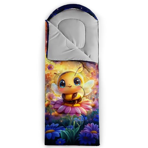 QOOMO Bolsa de Dormir para Camping con Diseño Floral, Ideal para 3 Estaciones, Ligera y Resistente al Agua, para Adultos y Niños miniatura 3