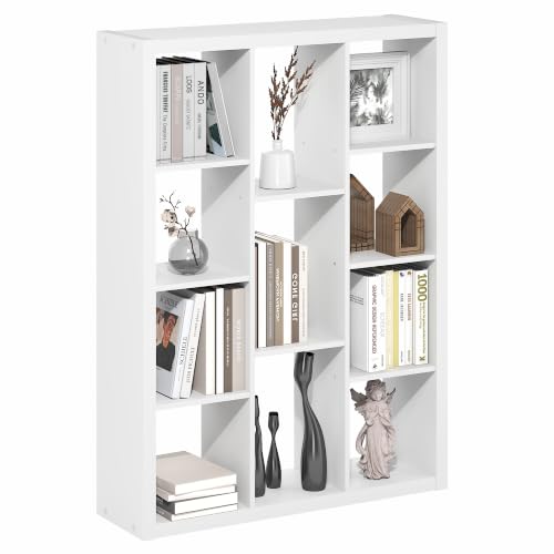 Image of Furinno Viola 11-Cube Book Shelf, 1.2 inch Thick Frame, White