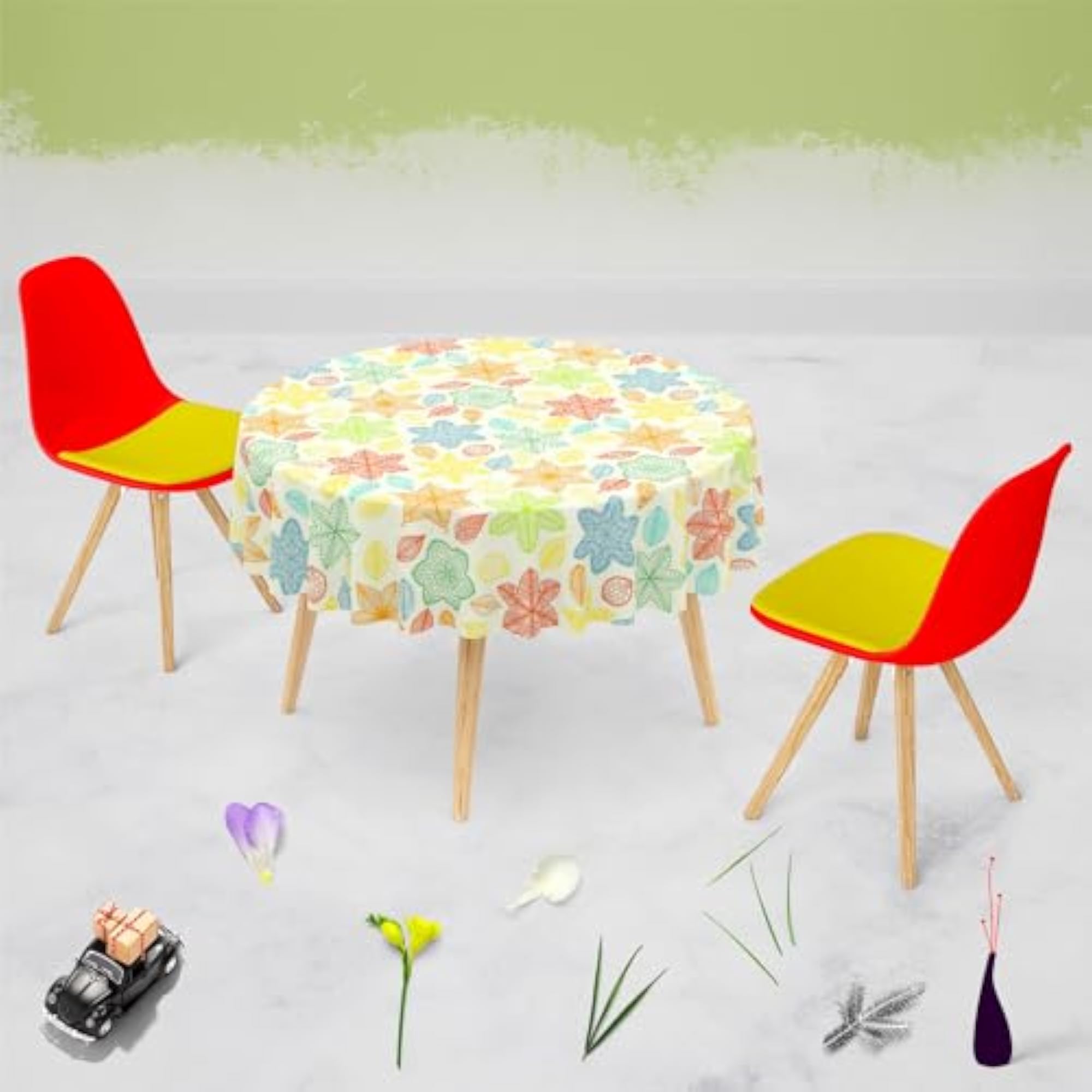 Ornate Leaves & Flowers Table Cloth Cover for Dining