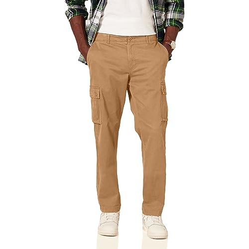 Amazon Essentials Pantalón corto cargo, elástico y de corte clásico (disponible en tallas grandes y largos especiales) Hombre, Marrón Caqui Oscuro, 38W / 30L