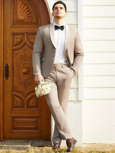 Men's Suits Slim Fit 2 Piece Suit Two-Button Shawl Lapel Blazer Elegant Formal Wedding Business Tuxedo3