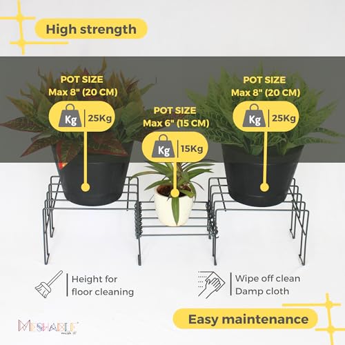 Meshable Moso Flower Pot Stand | Elegant and Functional Floor-Mounted Plant Stand | Rust Free Pot Stand for Indoor & Outdoor | DIY Stand for 3 Plants