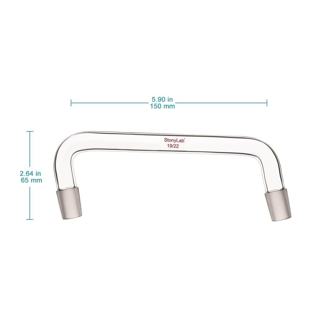 stonylab Glass Distilling Adapter, Borosilicate Glass 75 Degree and 105 Degree Bent Chemistry Adapter with 19/22 Standard Taper Inner Joints, 150 mm Length — Amazon image 2
