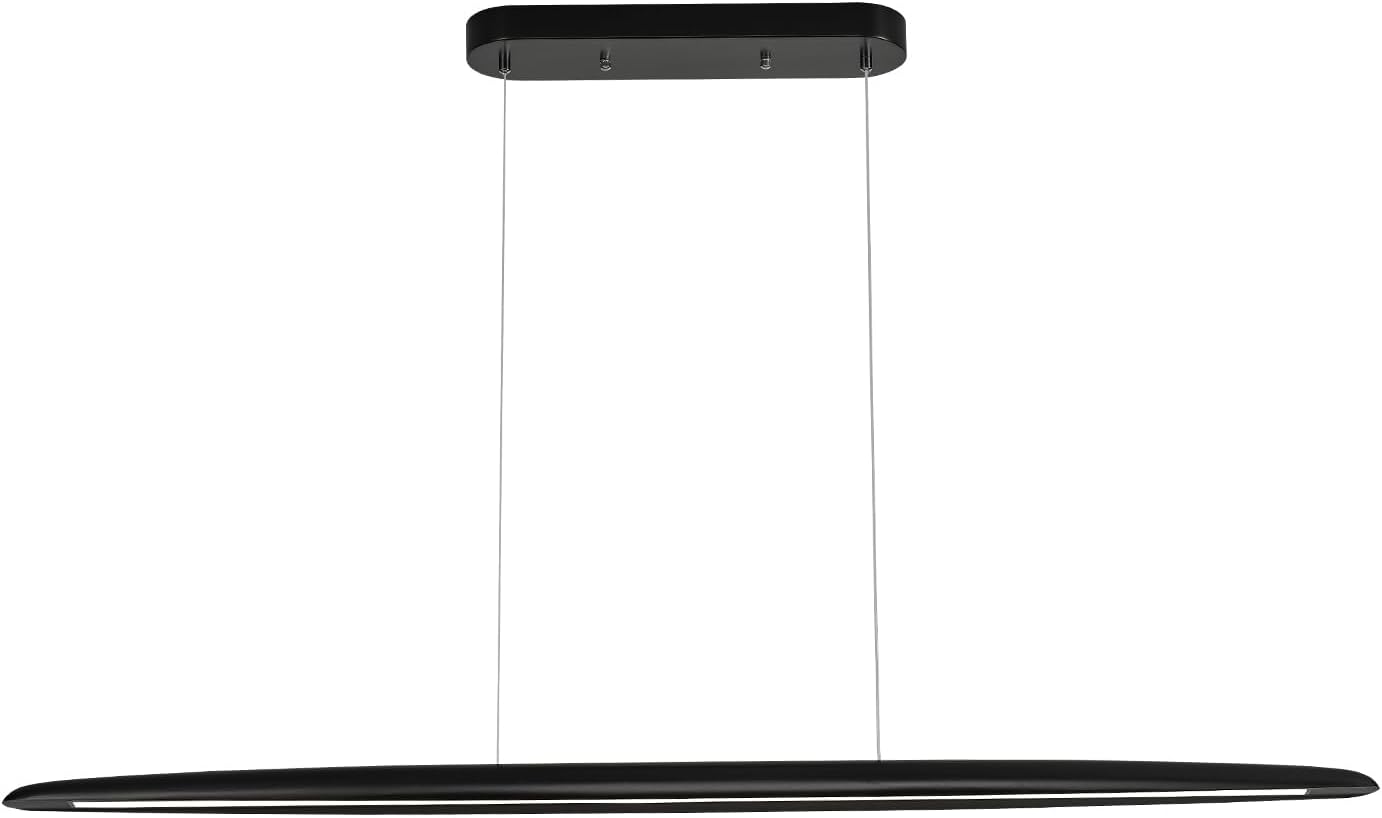 39 Wood LED Linear Pendant Light Black Linear Pendant Dinning Room Hanging Lights LED Dimmable Chandeliers 24w for Dining Room Pool Table Lights Kitchen Island Light Black