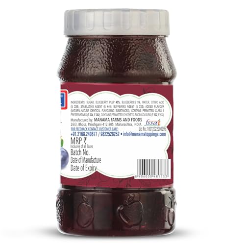 Image of Manama Blueberry Fruit Jam and Mulberry Fruit Jam, 500GMS Each, Pack of 2