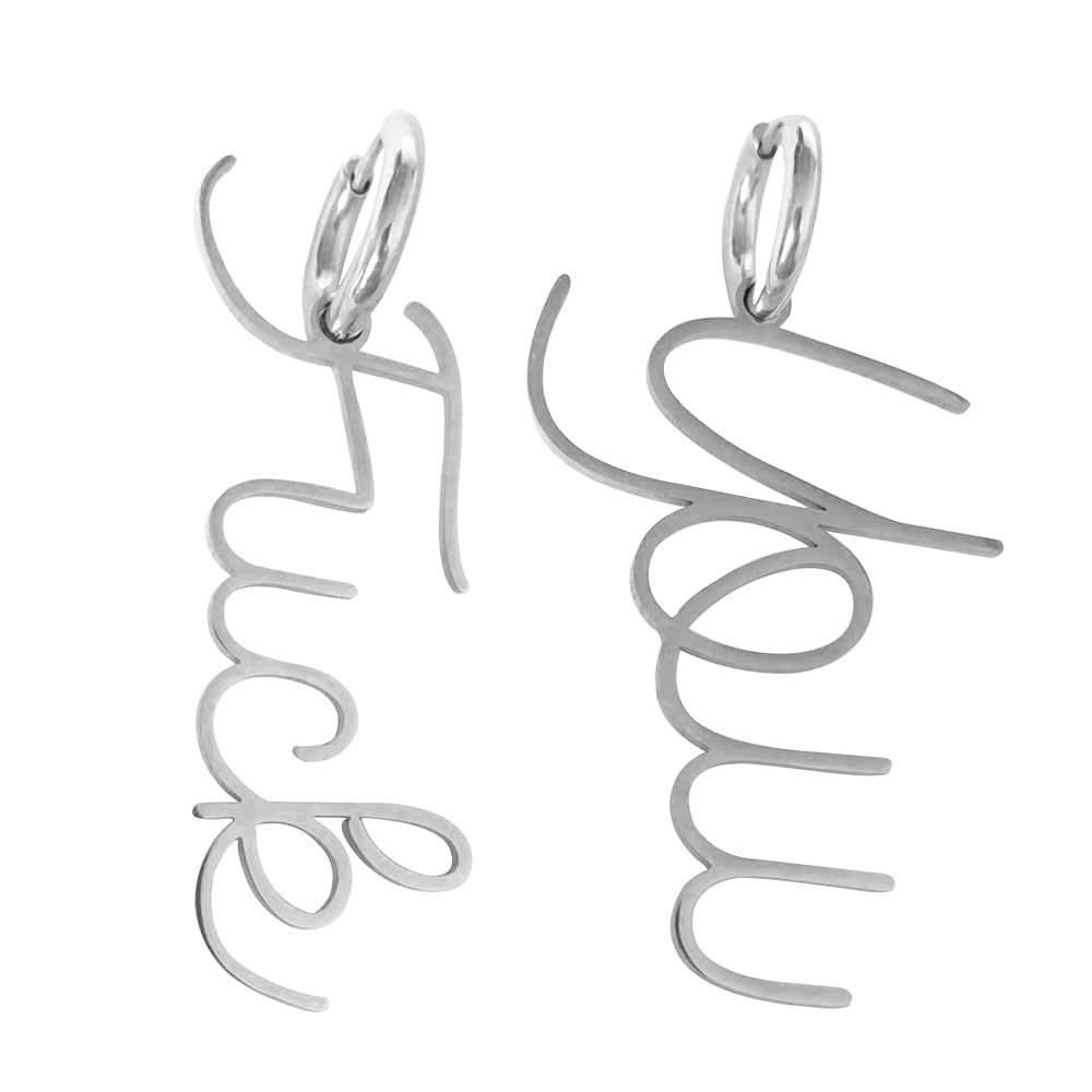 LLYANZStainless Steel Fuck Off Dangle Earring for Friendship Initial Words Earring Custom Name Earring