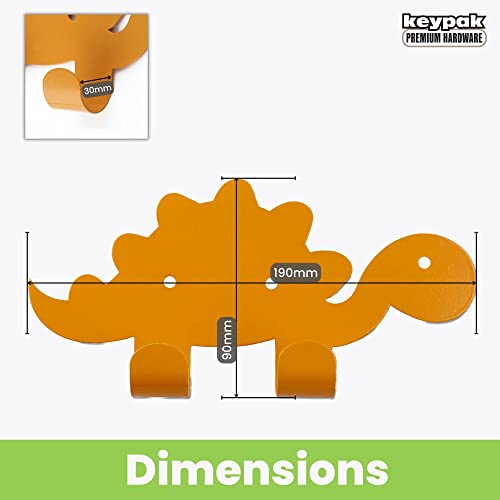 keypak Kids Dinosaur Double Coat Hooks, Door Wall Mounted Metal Decorative Hooks for Boys & Girls - Image 3