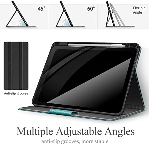 Case for iPad Pro 11 inch 2022 4th Generation, 3rd/2nd/1st Gen Stand Cover with Pencil Holder, Auto Sleep/Wake Shockproof Smart Cover, PU Leather (Green)