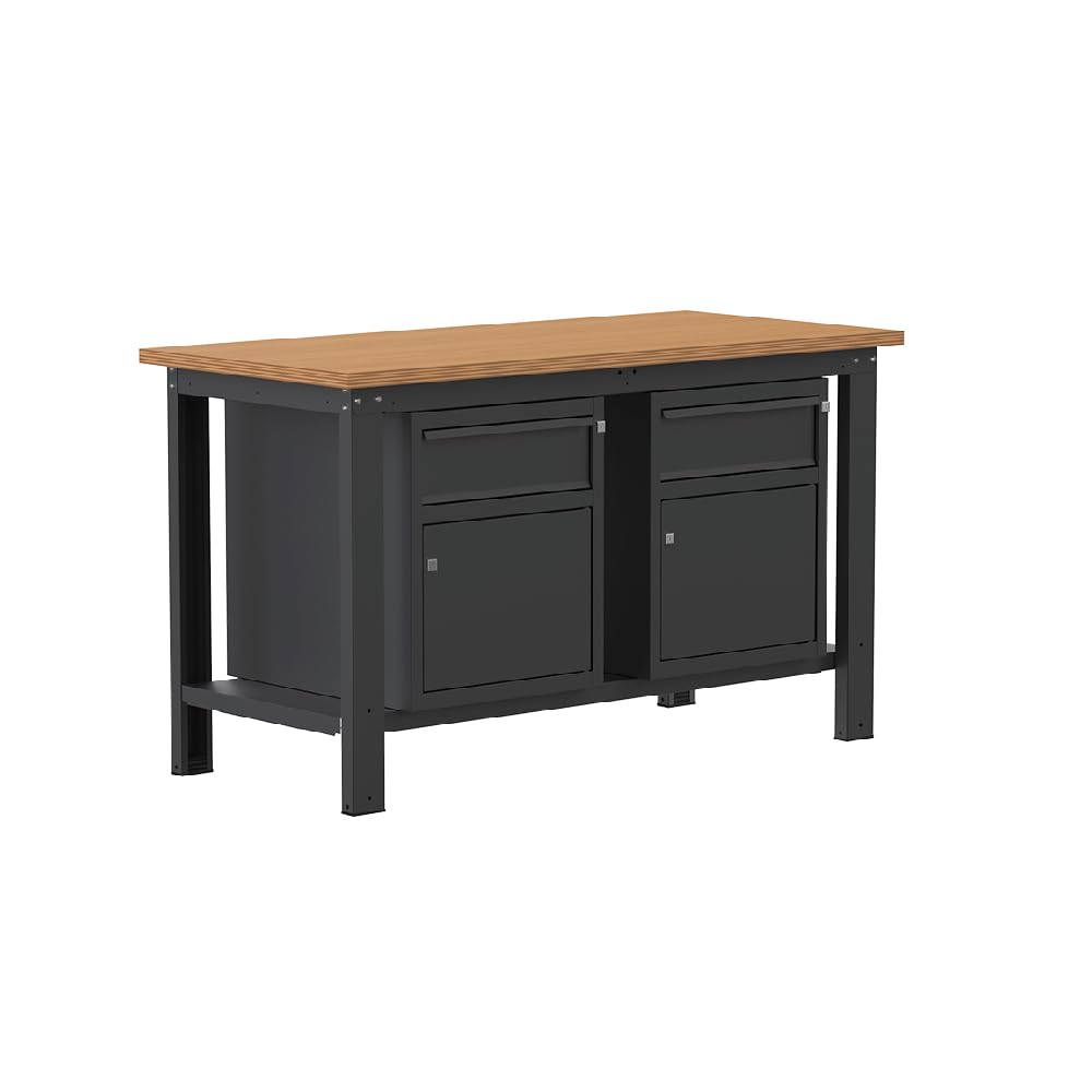 SOGI X3N_110L Banco de trabajo 1,5 m - tablero de madera - 2 armarios con puerta y cajón