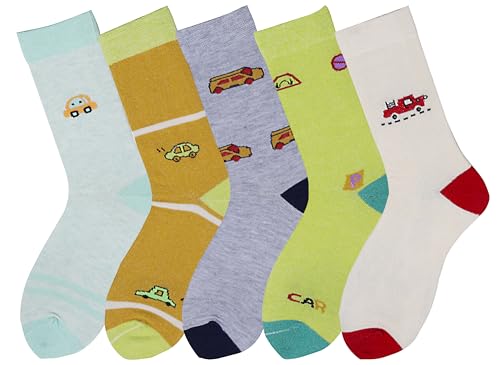 Image of RC. ROYAL CLASS Boys & Girls Calf Length Premium Soft Cotton Multicolored Socks For Kids (Pack of 5 Pairs)