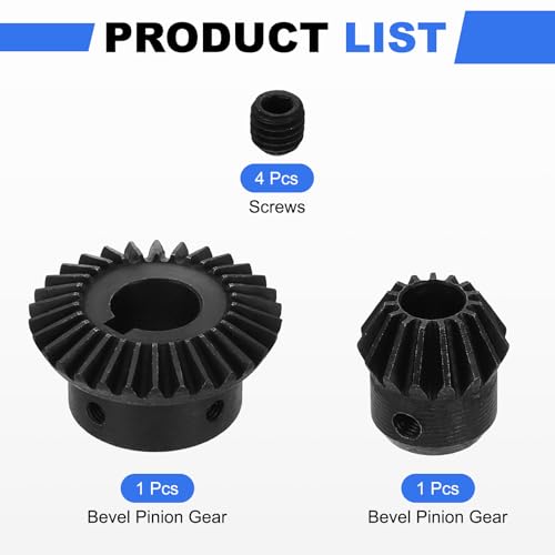 Image of uxcell 2Pcs Tapered Bevel Gears Set, 1.5 Mod 1:2 (15T /30T) Harden Steel Straight Bevel Gear, 90 Degree Steering Motor Gears, (10 /16mm Shaft Hole with Keyway)