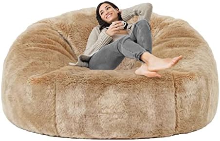 Taotique Giant Bean Bag Chair Cover(Cover only, No Filler) Soft Faux RH Fur Sofa Bed Cover Washable Bean Bag Couch Cover for Adult and Kids with Liner