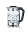SEVERIN Glas Tee- und Wasserkocher, Teekocher mit einstellbarem Temperaturregler, Glas Wasserkocher mit Quick-Boil-Funktion, 2.200 W, Edelstahl / Schwarz, WK 3477