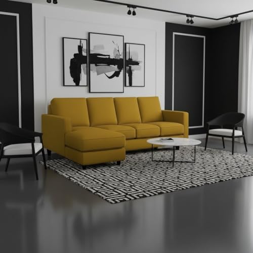 Image of The MM Furniture store Premium Fabric Sofa - Dirty Gold (5 Seater - LHS)