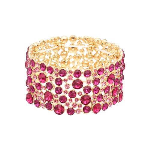 SFE Elegant Wedding Brides Bridesmaids Austrian Crystal Elastic Bangle Stretch Bracelet Prom Jewelry for Women