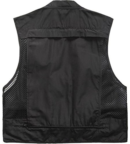 Men's Mesh Fishing Vest Multi Pockets Photography Outdoor Jacket (Black, XL-US)2