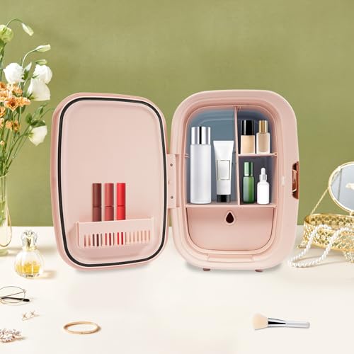 Image of LIAUHO Mini Fridge, 12L Skincare Fridge, Portable Cooler and Warmer, Compact Refrigerator for Comestic Storage, Makeup, Lipstick, SkinCare, Bedroom, Office, Dorm (Pink)