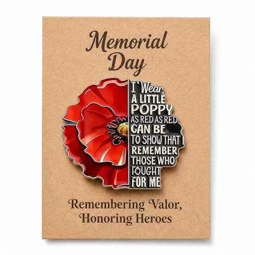 Memorial Day Exquisite Brooch Exquisite Red Patriotic Appreciation Lapel Pin Veteran Solider Metal Poppy Pins Brooch Memorabilia.Lest We Forget Hero Badge Honor and Remember Jewelry Accessory