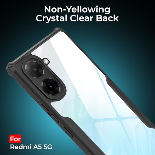 Image of A rtistque Clear Hard Transparent Acrylic Armor Anti-Drop Shockproof TPU Edge Back Cover Case for Poco C71 4G / Redmi A5 4G - Black