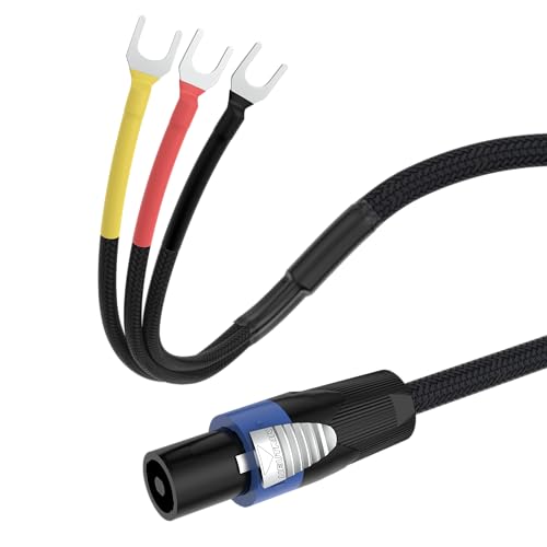 Tertullus Professional Speakon to 3-Spade Speaker Cable 8mm OFC Silver Plated Wire for PA Systems...