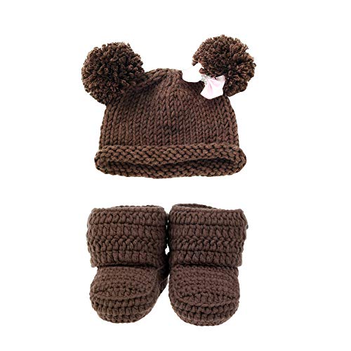 zefen Knit Crochet Baby Booties Newborn Socks and Hat a set of Handmade Shoes and cap