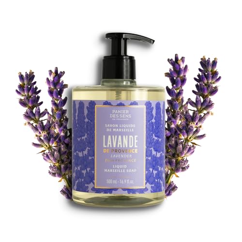 Image of Panier des Sens New Lavender Liquid Hand Soap, 16.9 fl oz | Premium French Liquid Hand Soap | Savon de Marseille Soap | 97% Natural Ingredients | Gentle Daily Cleansing