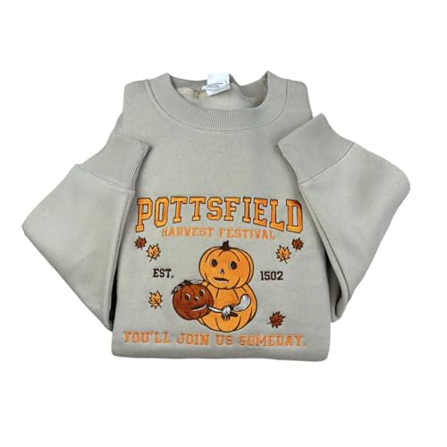 Embroidered Sweatshirt for Pottsfield Harvest Festival - Fit for The Garden Wall Halloween Shirt,Pumpkin Carver Halloween Crewneck,Spooky Fall Festival Pullover,Vintage Autumn Aesthetic Sweatshirt