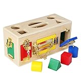 Jouet Montessori |Boîte de déverrouillage en bois, tri et comptage de taille, jeu de puzzle, cadeaux de développement, jouets for garçons et filles, jeu éducatif de trieur de formes for tout-petits