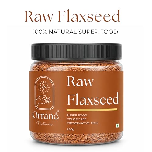 Image of Orrane Raw Flaxseed 250g Alsi Beej for Eating, Smoothies and Baking | High Omega 3, Fiber and Protein Rich Seeds, Gluten Free Superfood | Supports Heart Health, Digestion & Weight Management