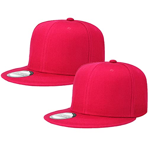 Image of Classic Snapback Hat Cap Hip Hop Style Flat Bill Blank Solid Color Adjustable Size