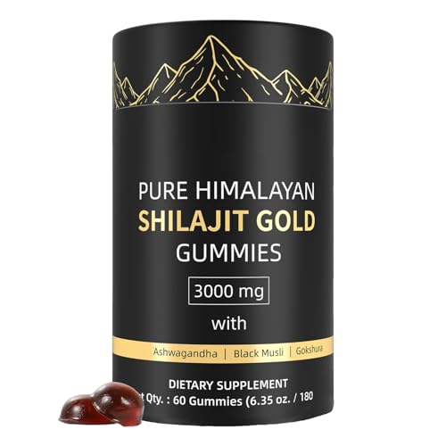 Shilajit Gummies, Form Himalayan Shilajit, with Ashwagandha Gokshura, No Added Sugar Non-GMO 100%...