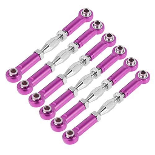 TOBBOMEY 6pcs 71mm Aluminum Turnbuckle Rods Machined for Rc Car Rod Linkage Steering Turnbuckle Purple Easy Install for 1/10 Rc Truck Upgrade Parts