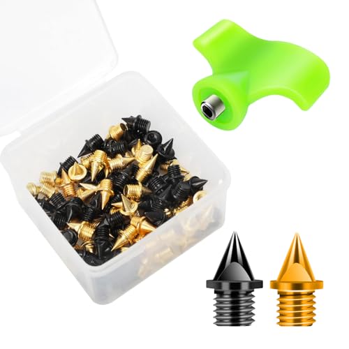 Image of 1 /4 Inch Track Spikes, 100 Pieces Steel Track Shoe Spikes Replacements and Spike Wrench for Sports Running Track Shoes