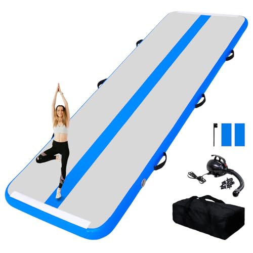 Tuxedo Sailor Inflatable Gymnastics Mat with Electric Pump, Storage Bag, Repair Kit–Air Mat for Home Training, Cheerleading, Yoga
