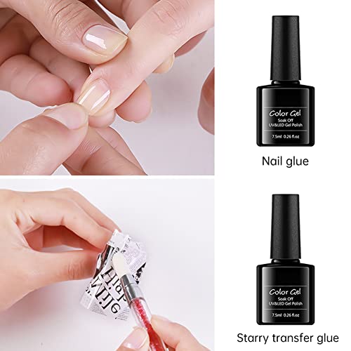 Eforcase Nail Art Foil Glue Gel For Stickers, Diy Nail Art Accessory Nail Glue Transfer Tips Star Glues Nail Polish Glue Star Paper Transfer Glue Nail Decal Transfer Glue #TOP7