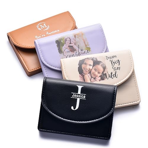 Amerixun Custom Logo Text Wallet, Personalized Small PU Leather Cash Pocket, Women Girl Card Holder Wallet (Flip)
