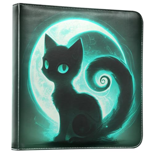 Kigai Cute Cats Photo Album Self Adhesive Scrapbook Album Leather Cover DIY Picture Scrap Book with 20 Adhesive Sheets, 11.8x24x0.8 inch