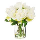 ENOVA FLORAL Artificial Flower Arrangement with Vase, Faux Flower in Vase, Mixed Artificial Real Tou