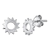 Sterling Silver Solar Eclipse Stud Earrings