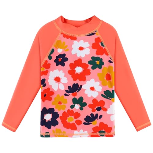 Image of BAOHULU Girls Rash Guard Swimsuit 2 Pieces Long Sleeve Bathing Suit UPF 50+ Quick Dry Beach Swimwear Size 3-14 Years