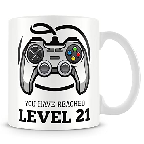 Taza de regalo de cumpleaños 21 - Gamer Level 21
