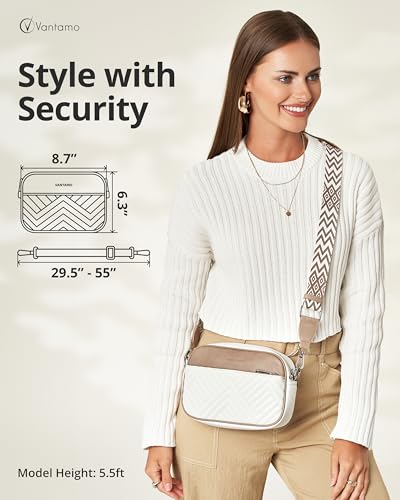 Image of Vantamo Premium Quilted Crossbody Bags for Women with Anti-Pickpocket Clip, Vegan Leather Handbags, Travel Purses for Women