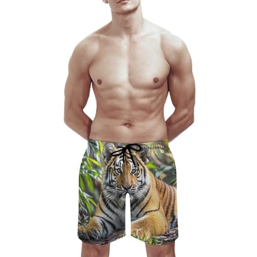 Mens Shorts Big Tiger Men Swim Trunks Quick-Dry Beach Shorts with Drawstring Pocket Bathing Suit3