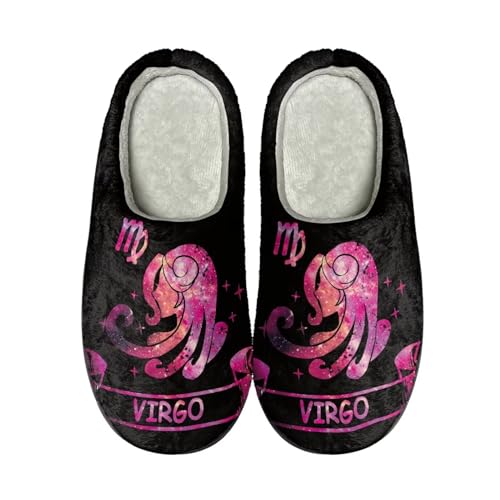 Howilath Unisex Flannel Slippers, Cartoon Trippy Animals Pattern Warm Breathable Anti-skid Fleece Slippers for Indoor2